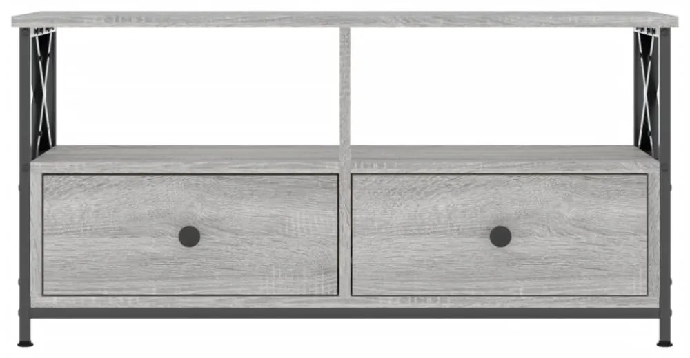 szürke sonoma színű szerelt fa és vas TV-szekrény 90x33x45 cm