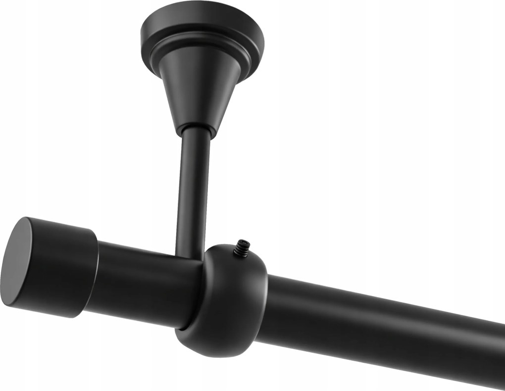 Mennyezeti Függönykarnis Szimpla Fém Fekete Matt Luna Karika Nélkül 19 MM 120 CM