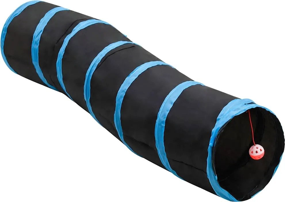 vidaXL fekete és kék S-alakú poliészter macskaalagút 122 cm