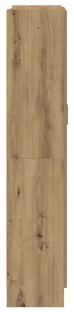kézműves tölgy színű szerelt fa magasszekrény 82,5x30,5x150 cm
