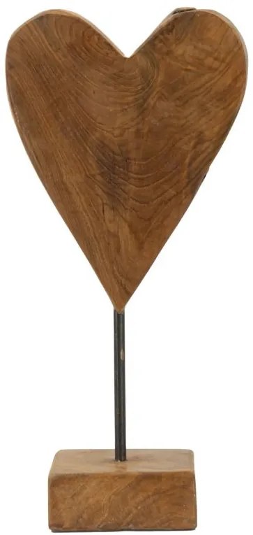 Szívszobor teak 15x10x35cm