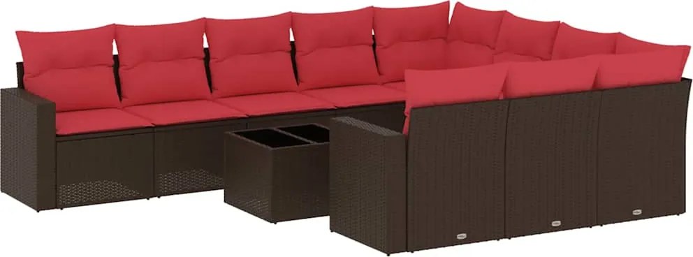 vidaXL 11 részes barna polyrattan kerti ülőgarnitúra párnákkal