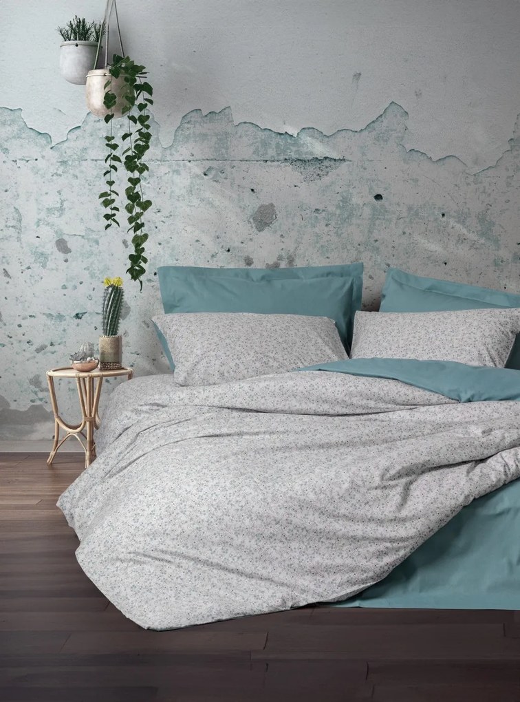 June Ranforce egyszemélyes ágyneműhuzat garnitúra feszített lepedővel 100 × 200+30 cm, menta
