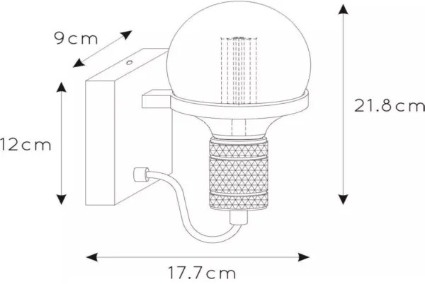 Lucide 30271/01/30 - Fali lámpa OTTELIEN 1xE27/60W/230V fekete