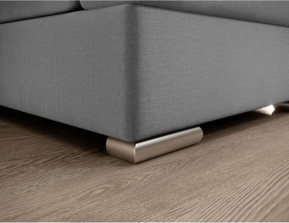 Szürke bársony kinyitható-tárolóhelyes sarokkanapé (jobb oldali-L alakú) Siber – ELTAP