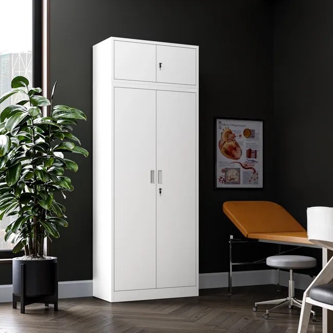 4 polcos fém irodai szekrény, fehér, 1750x800x400 mm: JAN Compact
