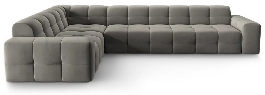 Szürke bársony sarokkanapé (bal oldali) Kendal – Micadoni Home