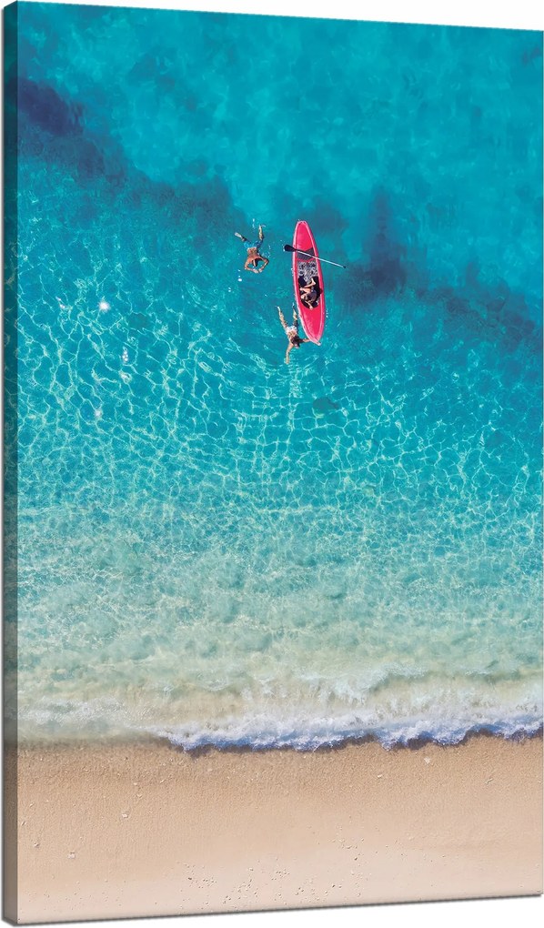 Vászonkép Kajak Tengerpart Emberek Pihenés 70x120 cm Ideális ajándék