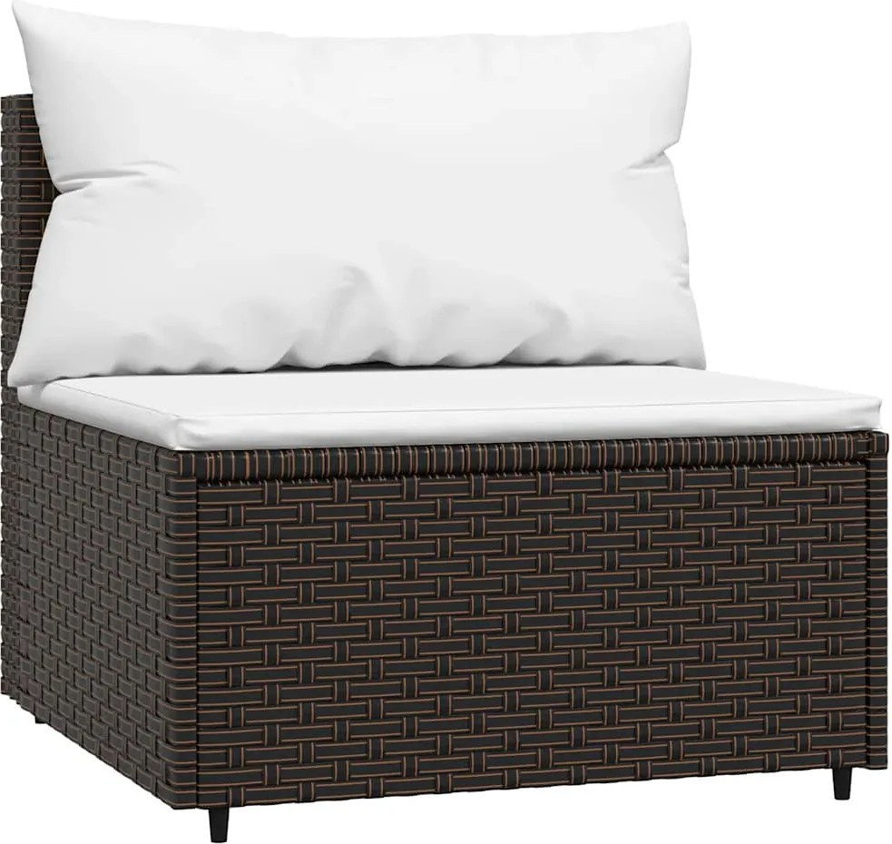vidaXL barna polyrattan kerti középső kanapé párnákkal
