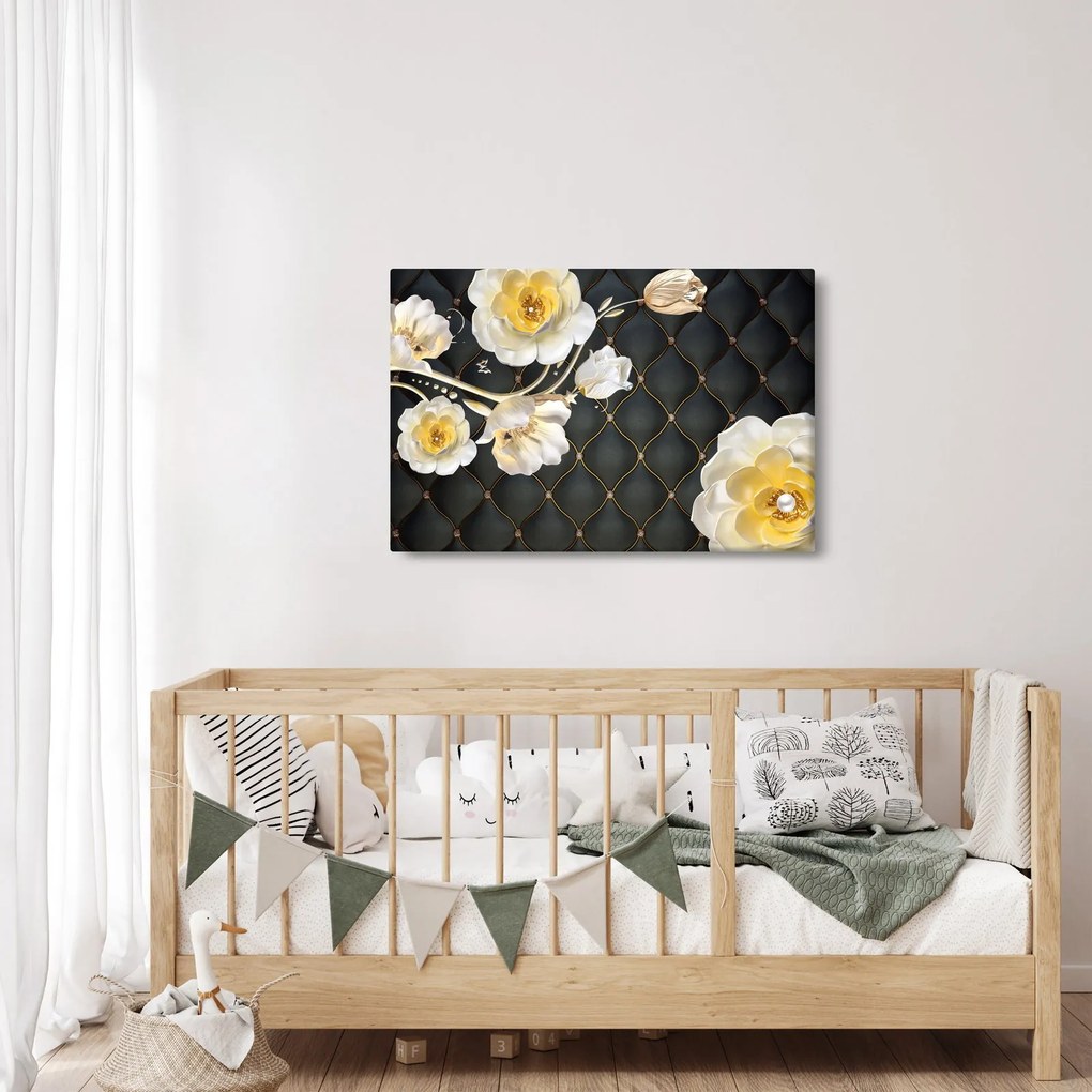 Fehér rózsa virágok képe (90x60 cm)