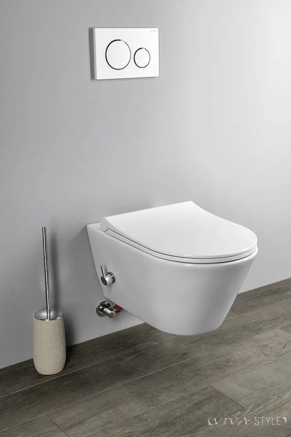 Sanovit AVVA fali WC - BEÉPÍTETT bidé funkcióval - rimless - perem nélküli - mély öblítésű - 53 cm