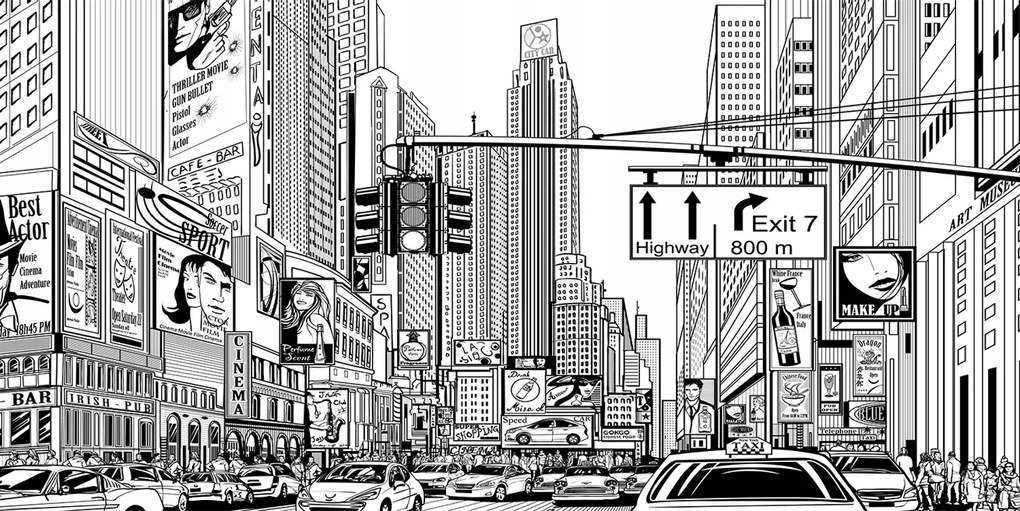 Fotó üvegfestmény New York utcái 140x70