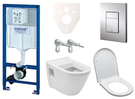 Kedvező árú GROHE függő WC készlet könnyű falakhoz / fal előtti beépítéshez + WC Vitra Integra incl. ülőhelyek 38528SET-KH