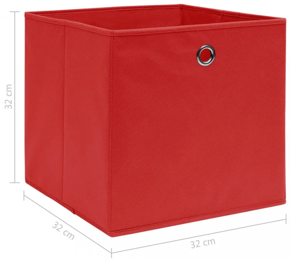 4 db piros szövet tárolódoboz 32 x 32 x 32 cm
