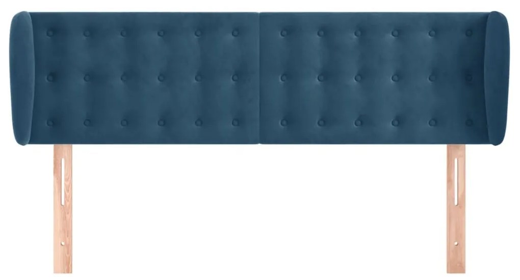 sötétkék bársony fejtámla 147x23x78/88 cm