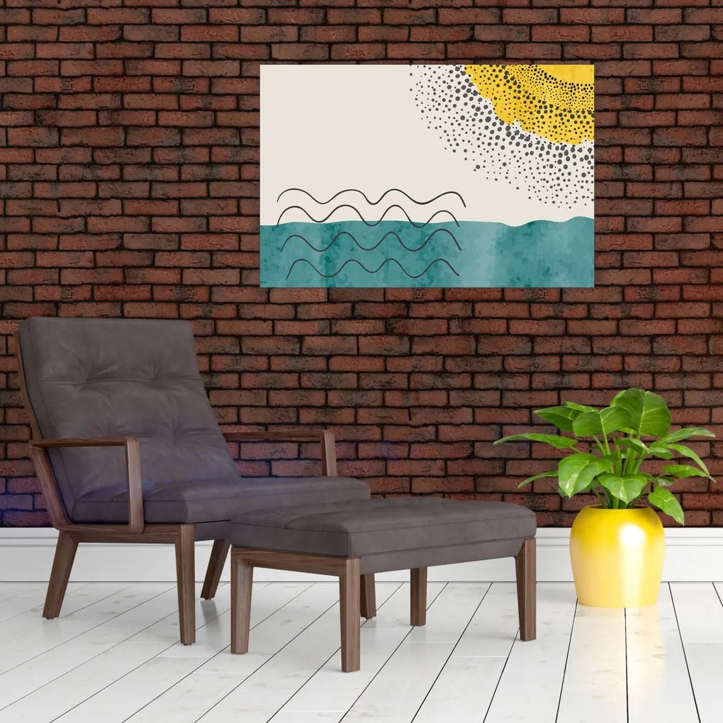 Kép - Absztrakt festmény a strandról N⁰1 (90x60 cm)