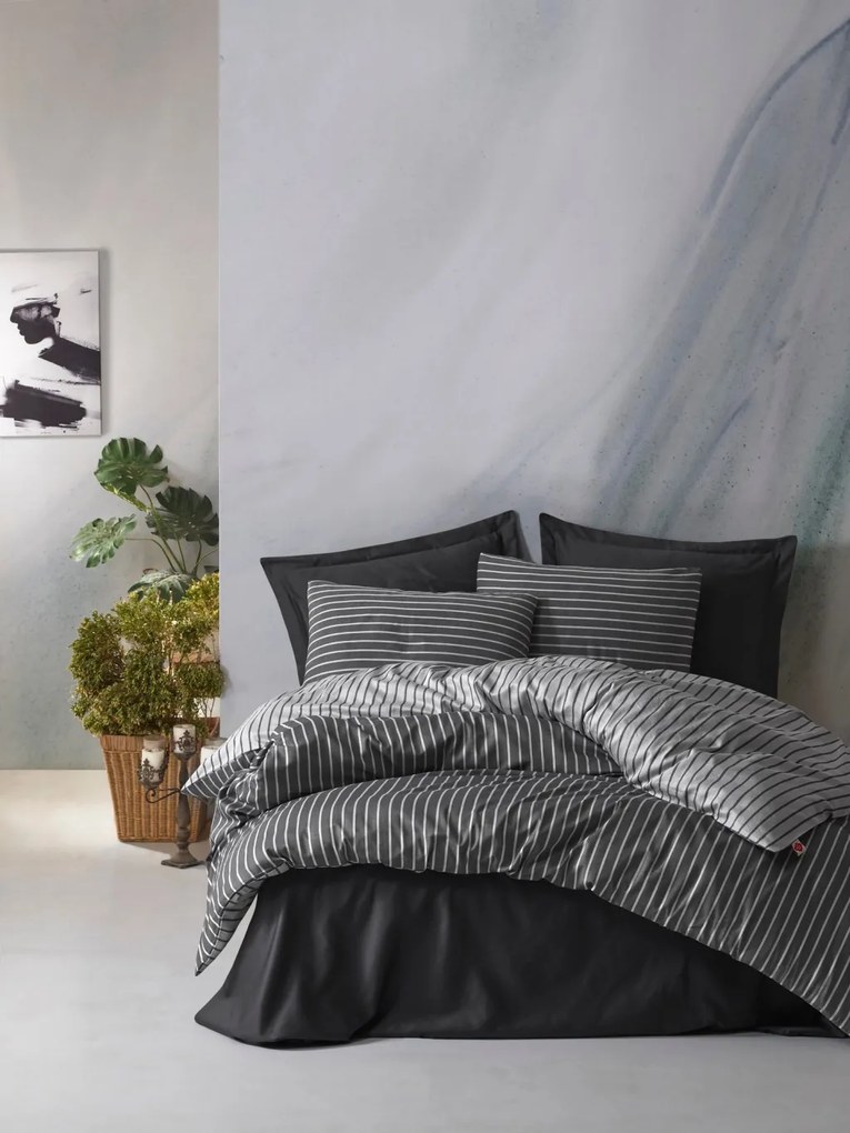 Bamboo bambusz-pamut szatén dupla ágyneműhuzat garnitúra 200 × 220 cm, antracit