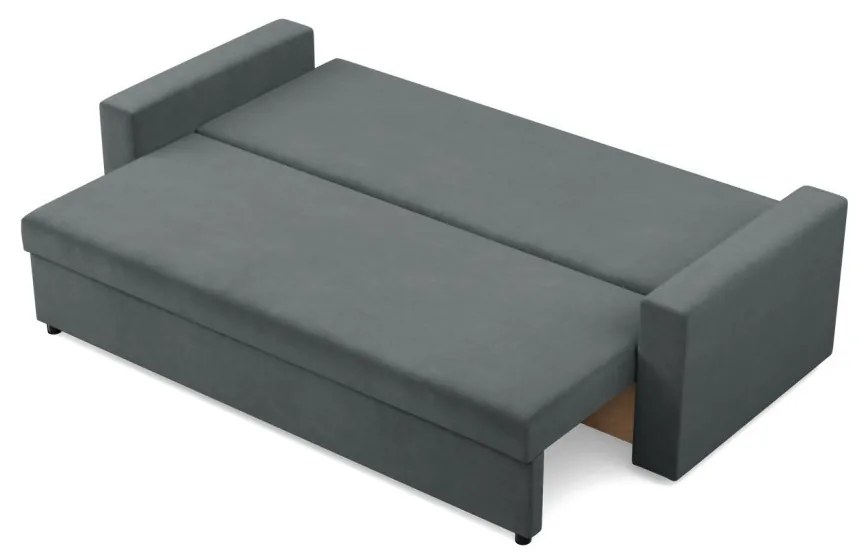 Zeus kanapéágy, bársony, bonell töltet, egyenes kartámasz, szürke