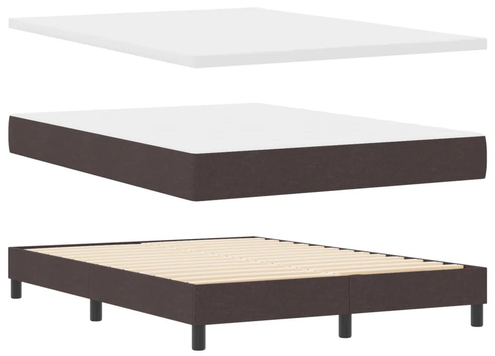 Boxspring Ágy Matrac & LED Sötétbarna 140x200 cm Szövet