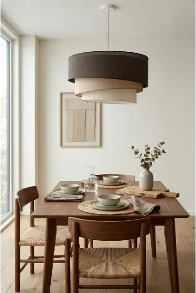 Brilagi - Kábelre szerelt csillár TRIO 3xE27/60W/230V átm. 60 cm barna/bézs/fehér