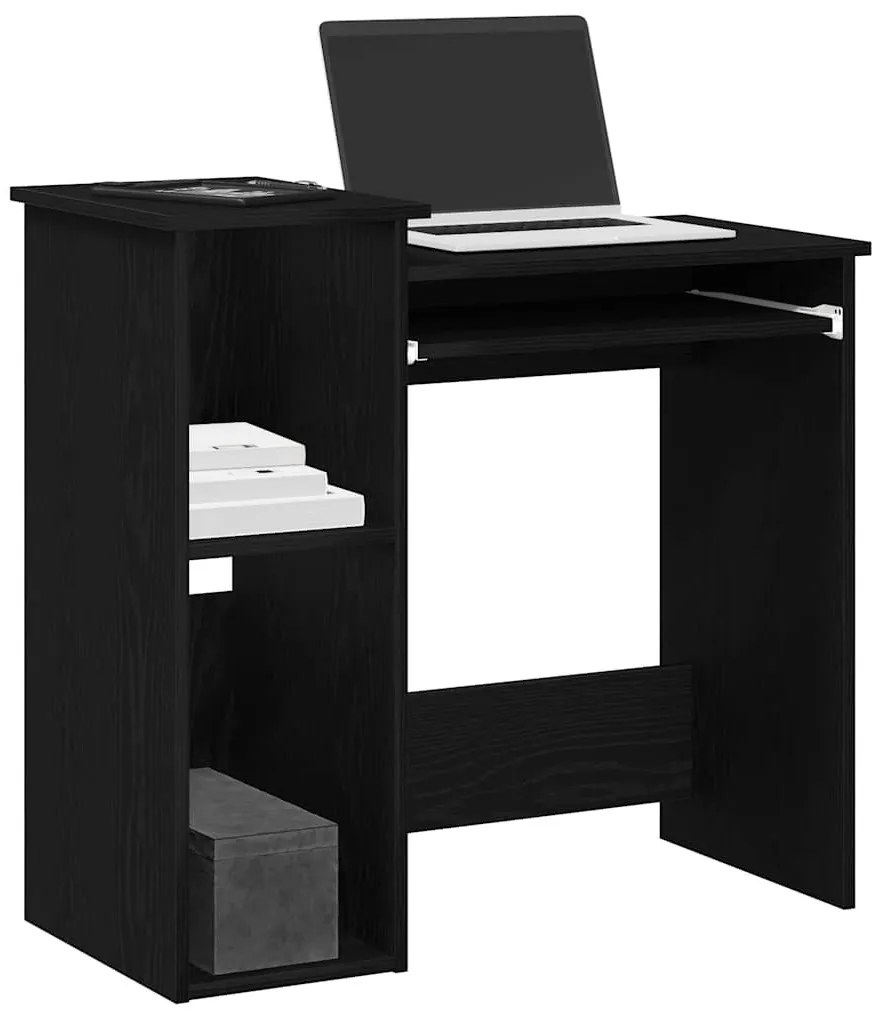 fekete forgácslap íróasztal polcokkal 84x40x78 cm