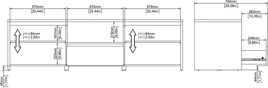 Fehér-natúr színű TV-állvány tölgyfa dekorral 179x52x48 cm Next – Tvilum