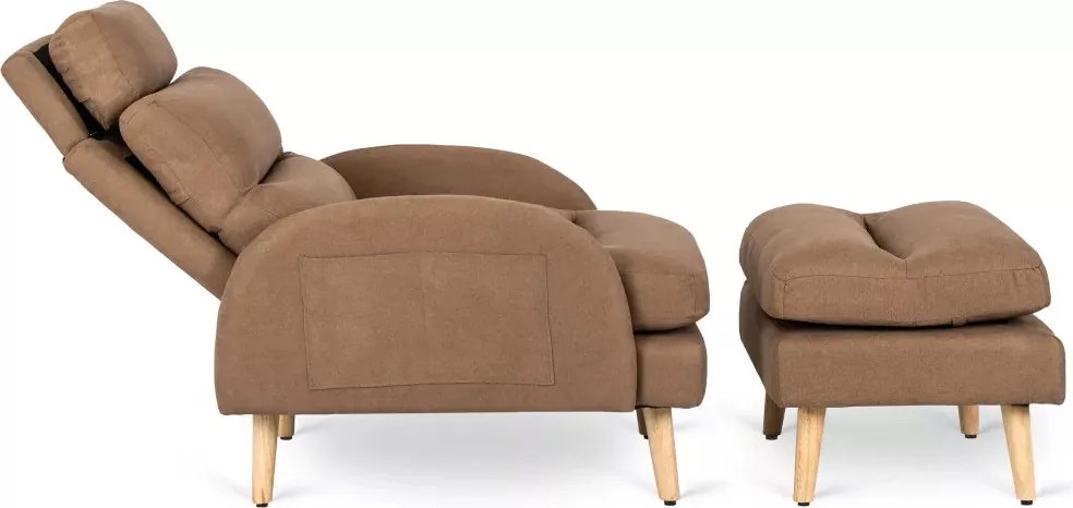 Kényelmes barna fotel lábtartóval, HENRY