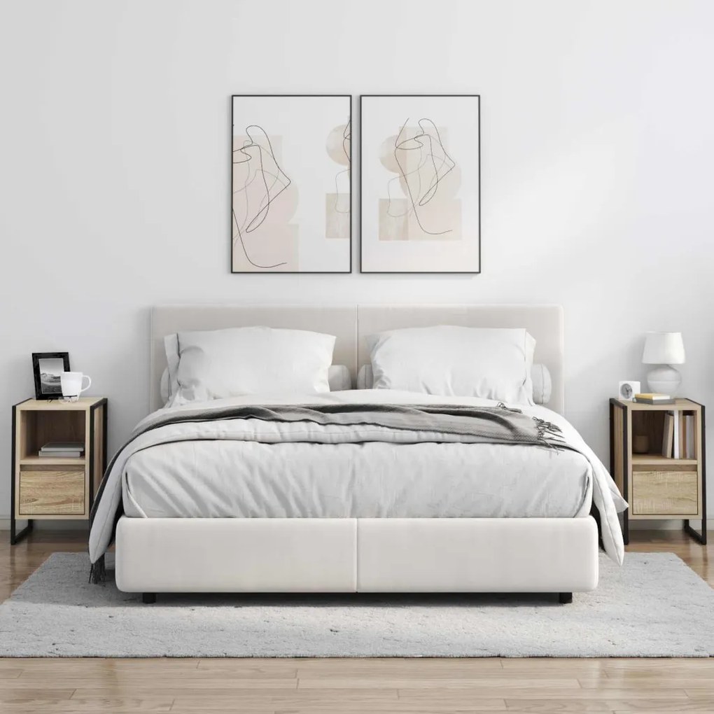 vidaXL Éjjeli asztal fiókkal Sonoma 39,5 x 30 x 50 cm Faanyag