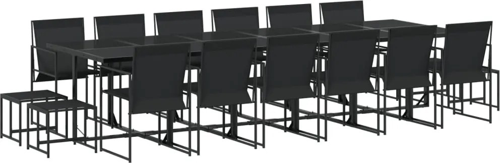 vidaXL 17 részes fekete textilén kerti étkezőgarnitúra