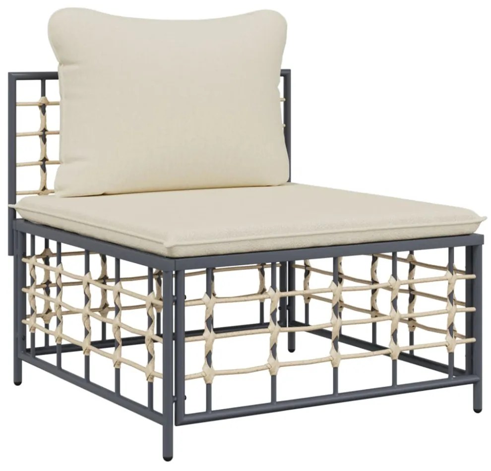vidaXL 6 részes antracitszürke polyrattan kerti ülőgarnitúra párnákkal