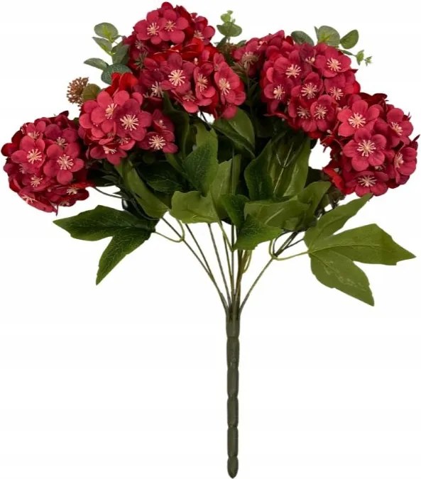 Hortenzia csokor 45 cm piros temetői vázához