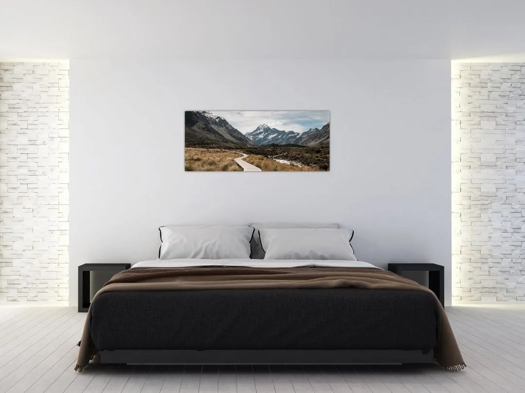 Kép - Sétány a hegységben Mt. Cook (120x50 cm)