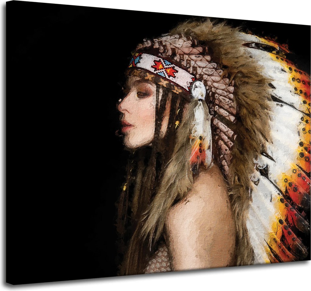 Vászonkép Nő indián művészet Festmény 100x80 cm