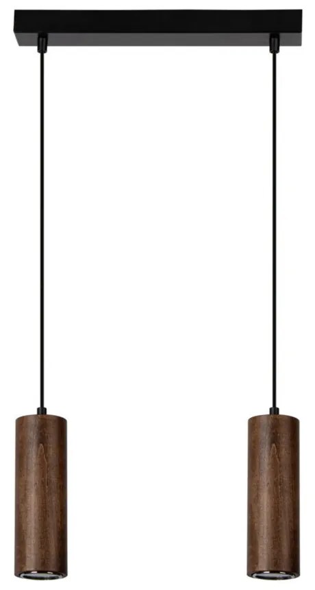 Aldabra Pipe függőlámpa GU10-es foglalat, 2 LED izzó, 5W, fekete-dió