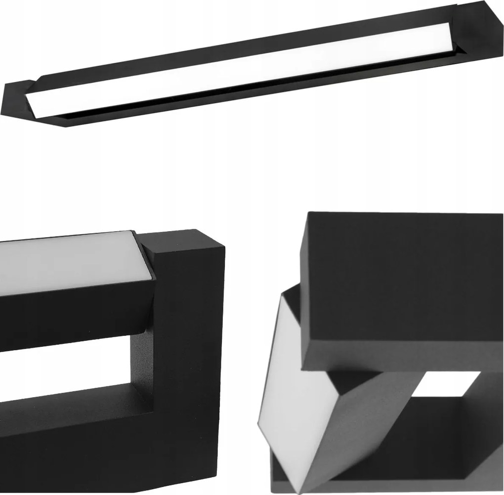 Fürdőszobai Led Fali Lámpa 32W (2x16W) Tükör Felett Fekete IP54 Kétirányú