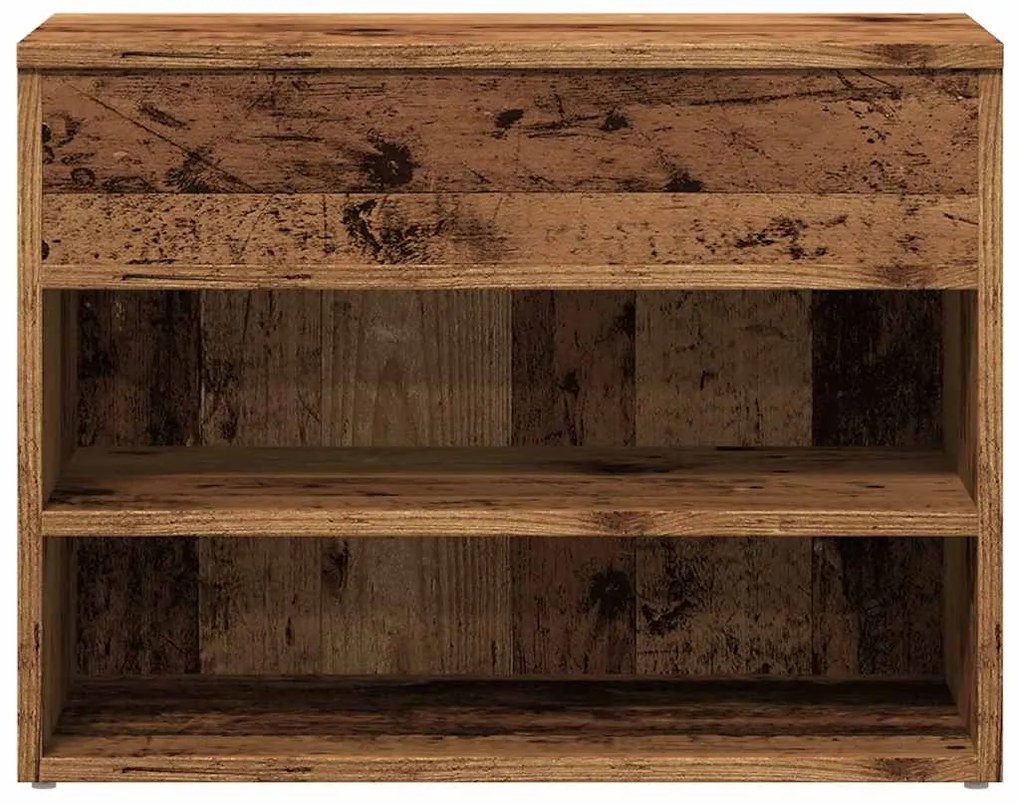 antik fa színű szerelt fa cipőtároló pad 60 x 30 x 45 cm