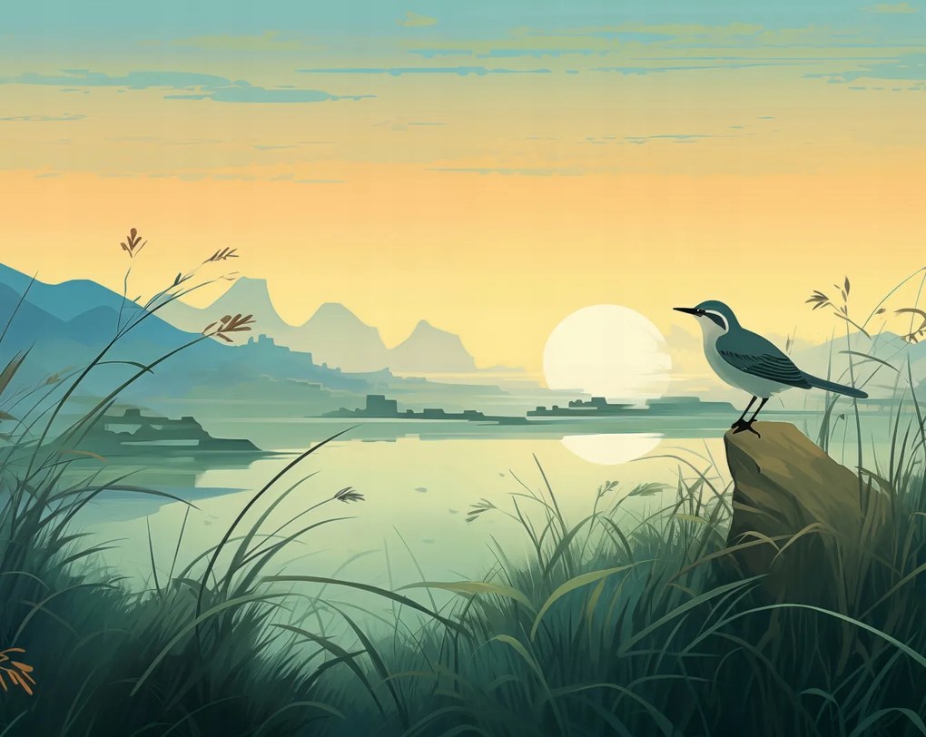 Poszter 76x60,5cm Alkonyat a folyóparti kegyhely felett