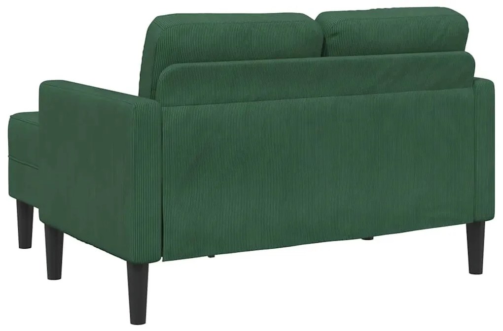 sötét zöld vászon 2 üléses kanapé L-alakú kanapéval 125 cm