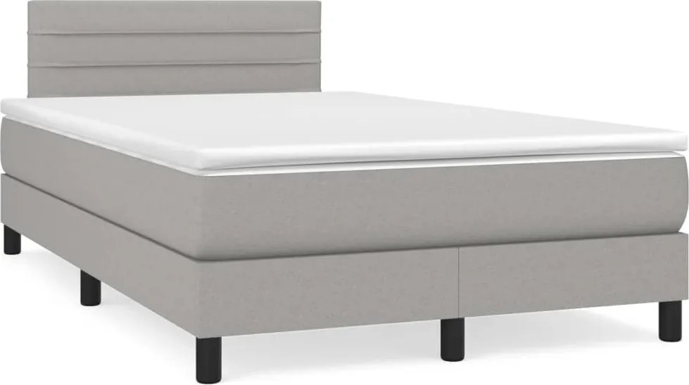 vidaXL világosszürke szövet rugós ágy matraccal 120 x 200 cm