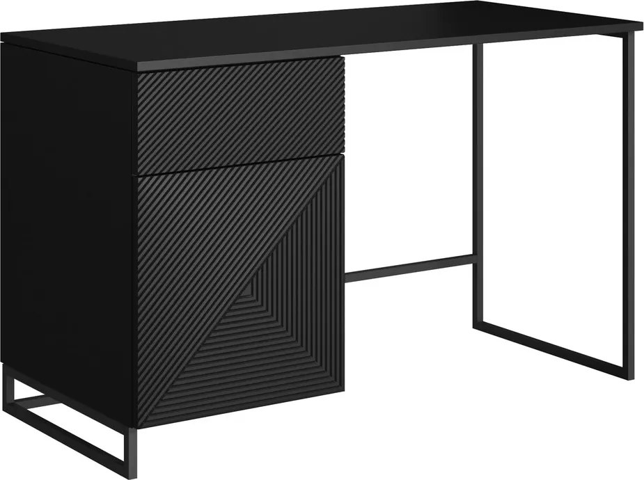 Asha íróasztal, fiókkal - 120 cm - matt fekete / fekete keret