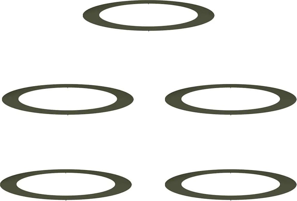 vidaXL Alkalmas lapos fa gyűrűkhez 5 pcs Oliva zöld Ø90 / 120 cm Acél
