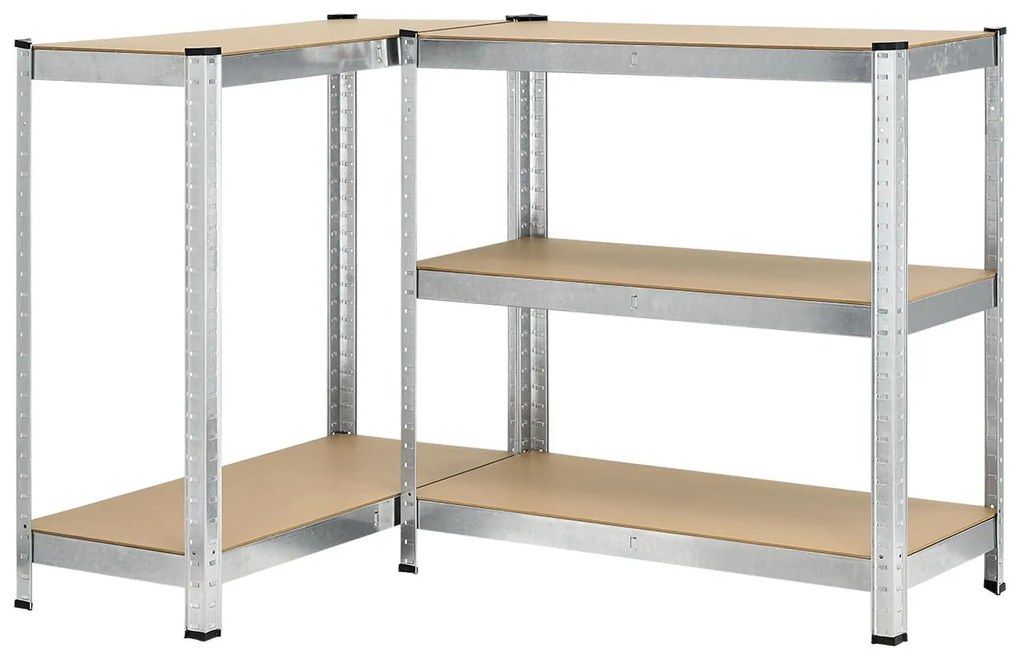 Juskys 2 darabos polcrendszer szett - 180x90x40 cm - ezüst