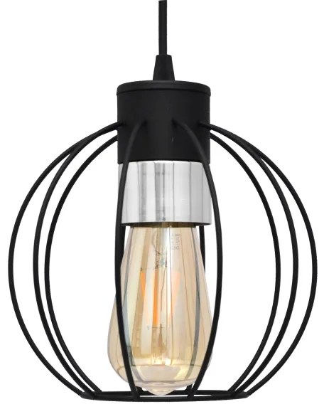 Csillár zsinóron STARLIGHT 1xE27/15W/230V fekete/ezüst