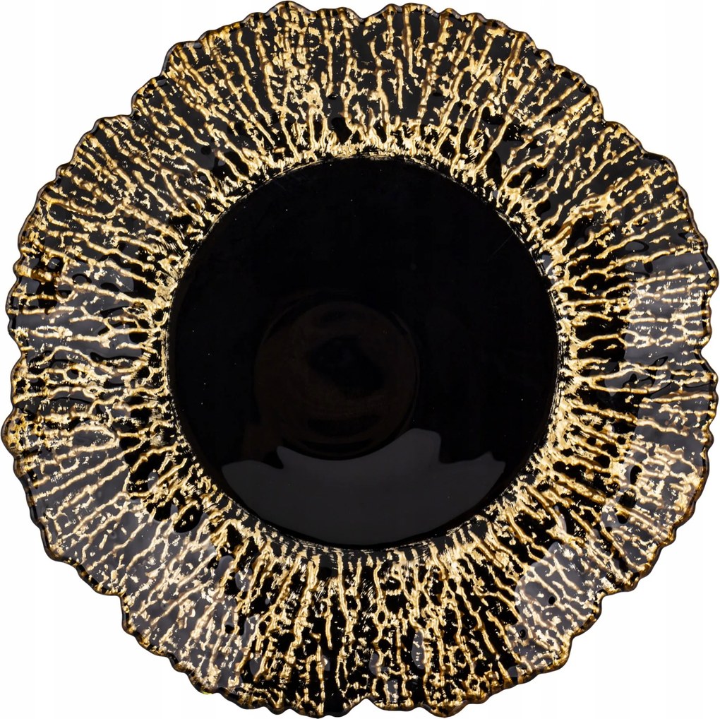 Tálca fekete arany üveg tányértartó patera glamour