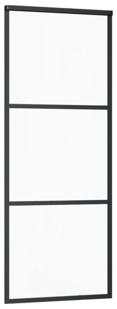 Fekete ESG üveg és alumínium tolóajtó 3 paneles 76 x 205 cm