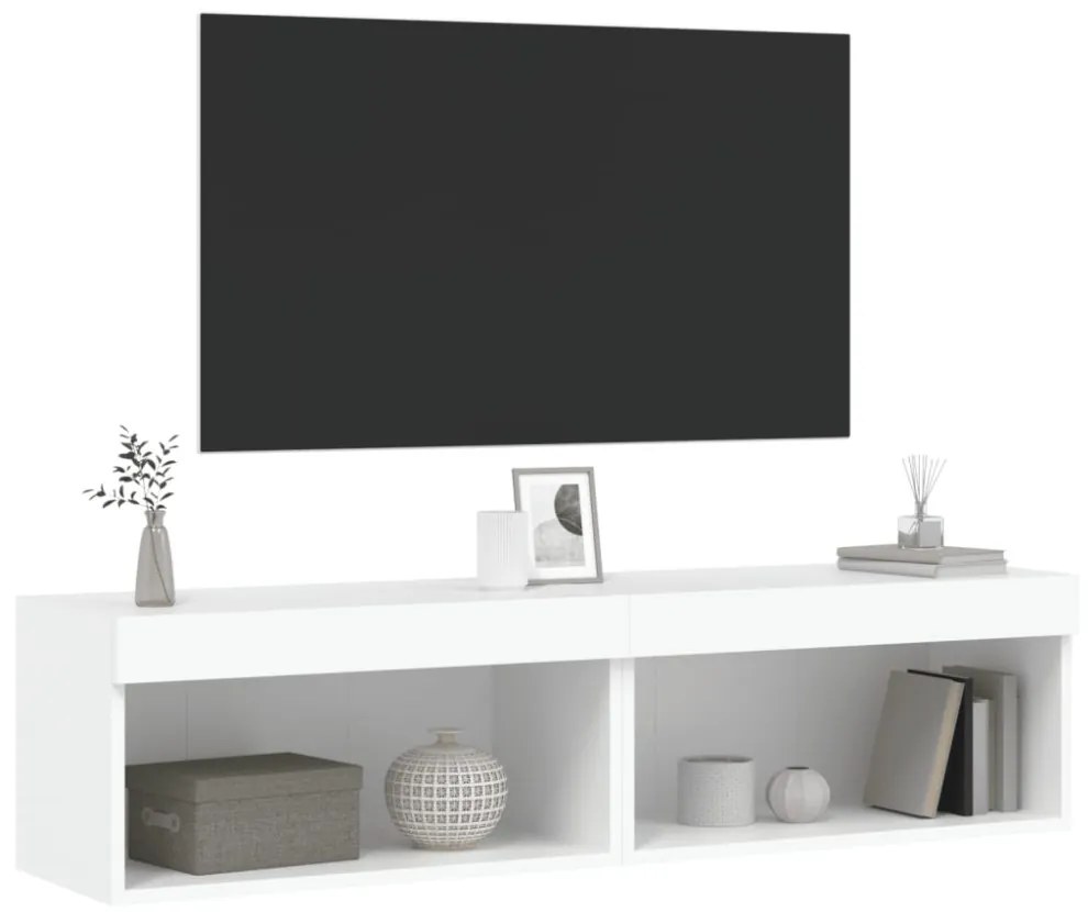 2 db fehér TV-szekrény LED-világítással 60 x 30 x 30 cm