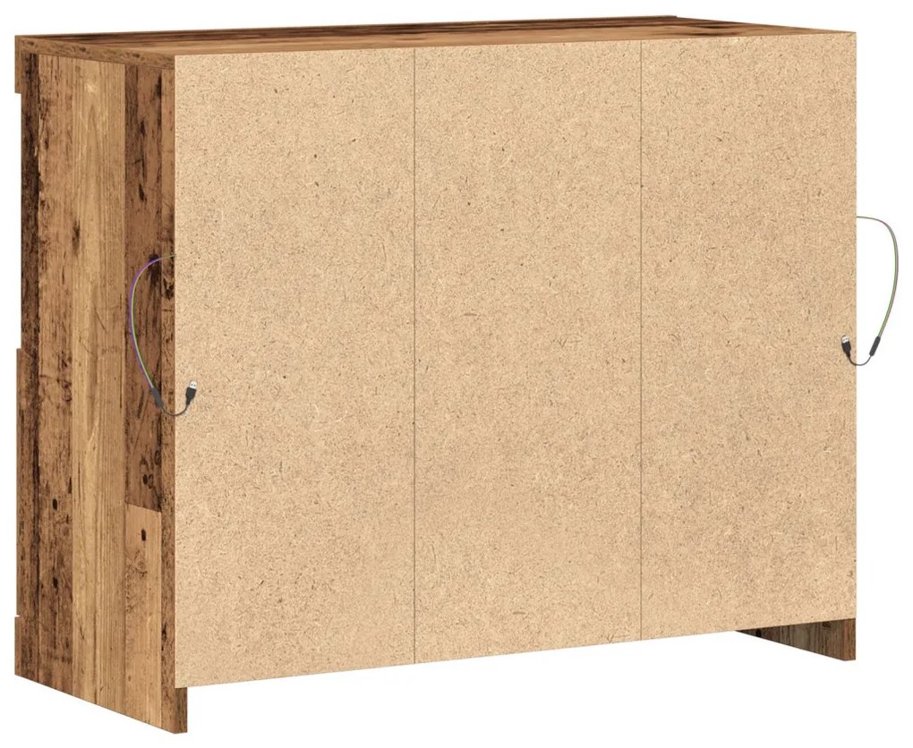Oldalfal LED világítással Régi Fa 81x37x67 cm