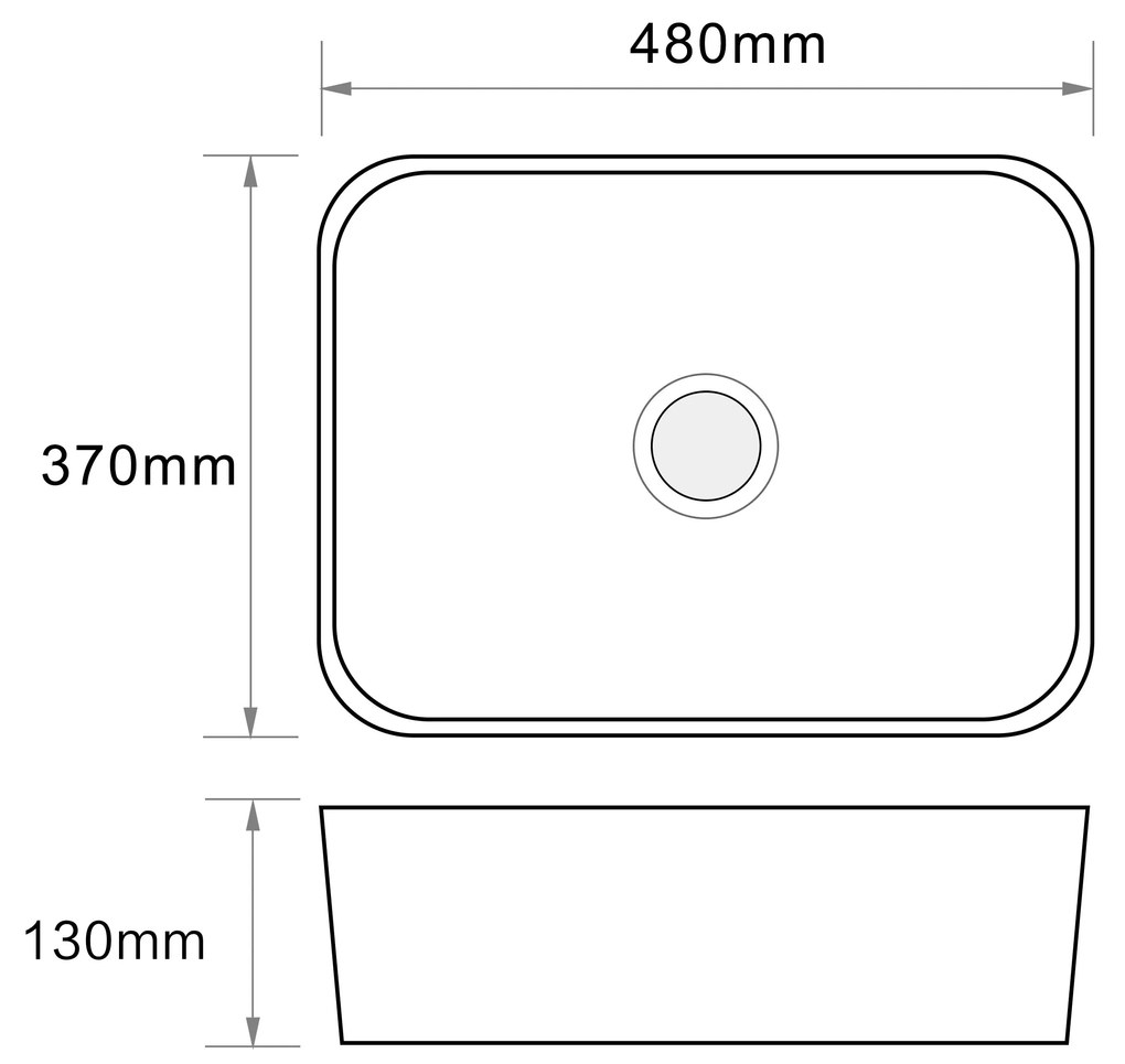 Erga Belle, asztali mosogató 480x370x130 mm, fehér fényes, ERG-V03-YT-038-WH