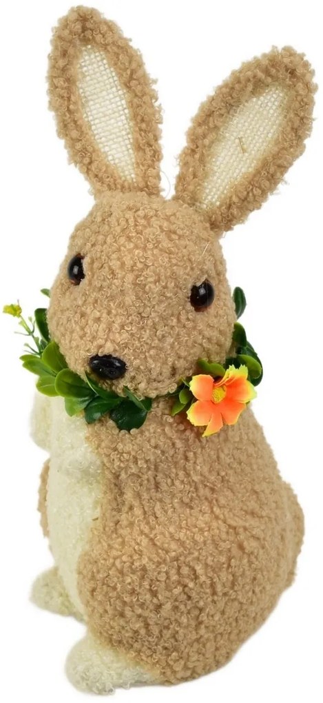 Húsvéti nyuszi fleece, virággal, 15 x 27 x 12 cm