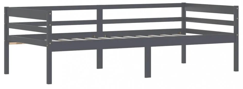 sötétszürke tömör fenyőfa ágykeret 90 x 200 cm